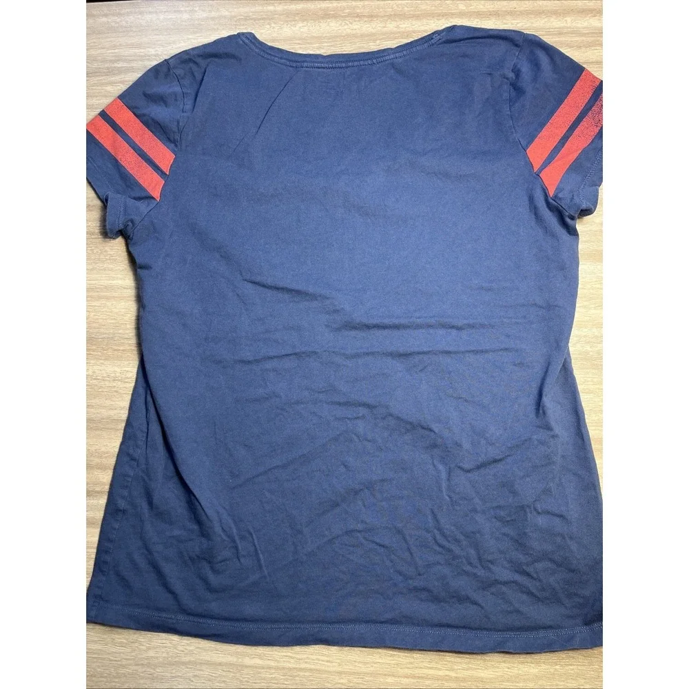 KU Kansas Jayhawks V-Neck TShirt Womens Size Large‎ Blue Cotton